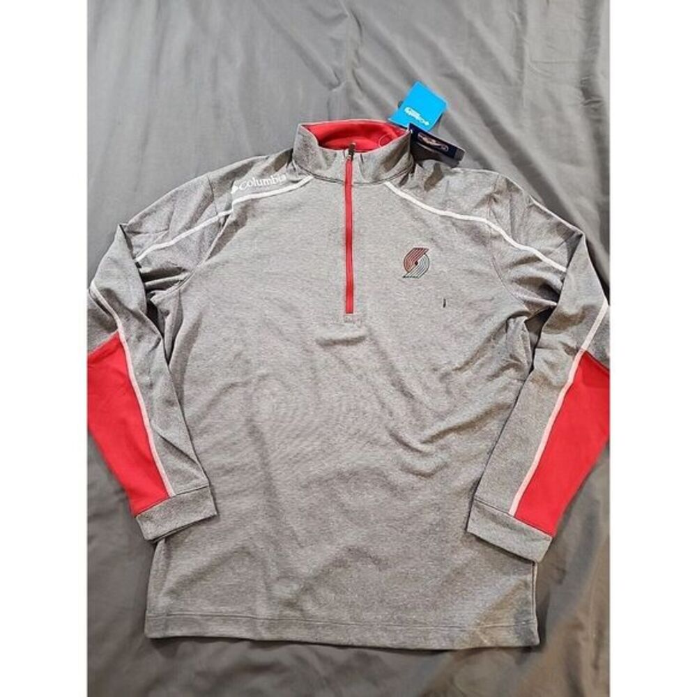 Portland Trailblazers COLUMBIA Golf Shotgun 1/4 Zip Pullover OMNI-WICK Men's Med